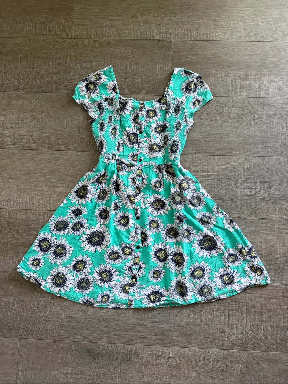 Mudd Teal Sunflower Print Mini Dress